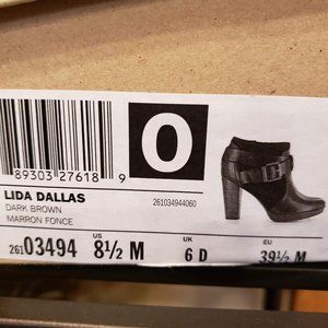 Clark's brown heeled boots